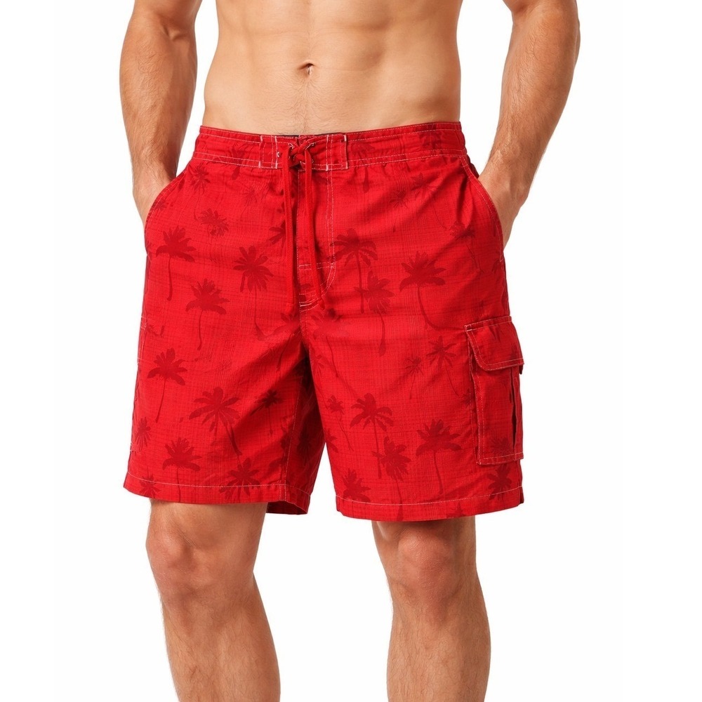 Junction West Orange Palm Tree Cargo Board Shorts XL Beach Resortwear 101-10
